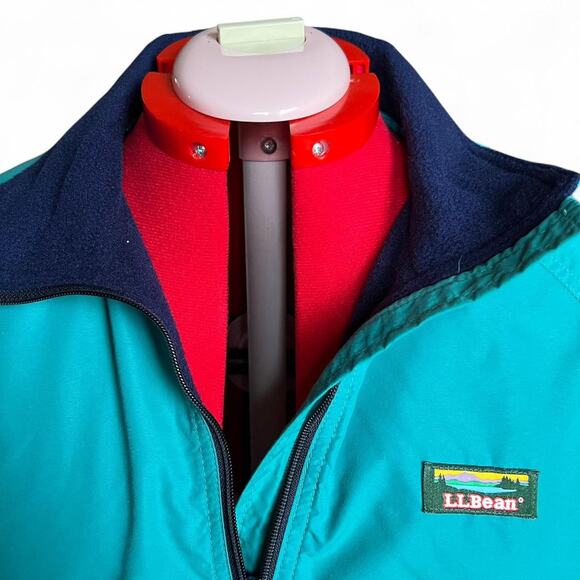 LL Bean Women’s Vintage 80s Teal Three Seasons Jacket With Navy Blue Fleece - Picture 7 of 8